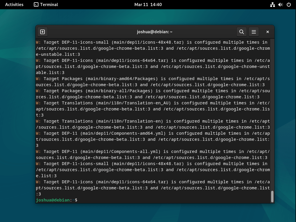 修复 Debian 上的多个 Google Chrome“sources.list