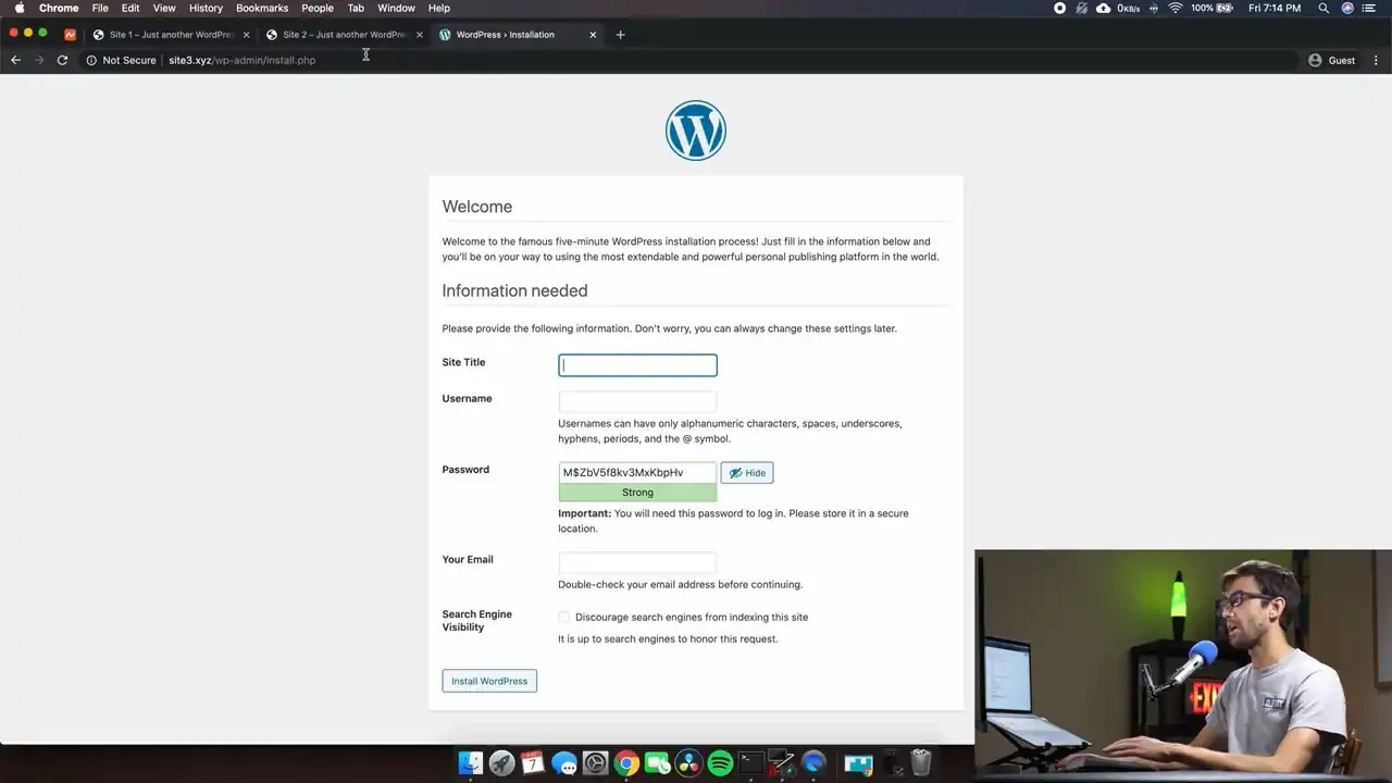install WordPress
